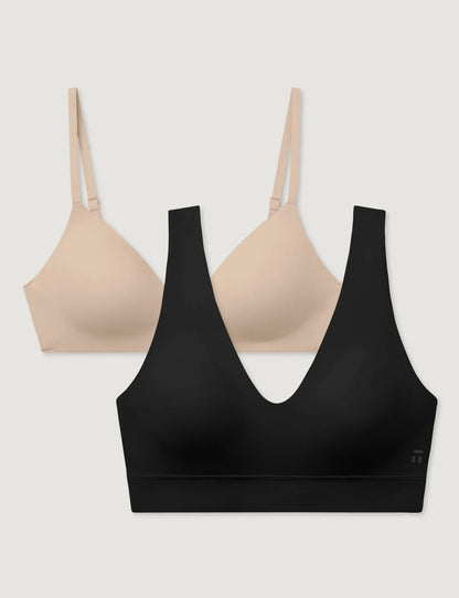 Second Skin Wireless T-Shirt Bra & Pullover V-Neck Bra (2-Pack)